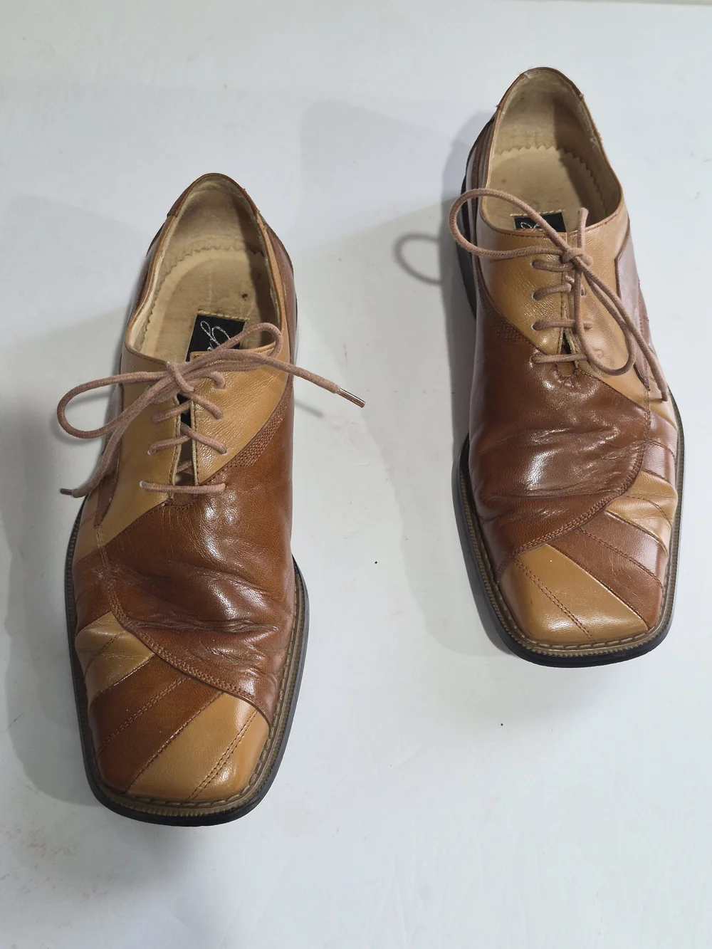 Giovanni Men's Two-Tone Brown Leather Lace-Up Dress Shoes Size 9